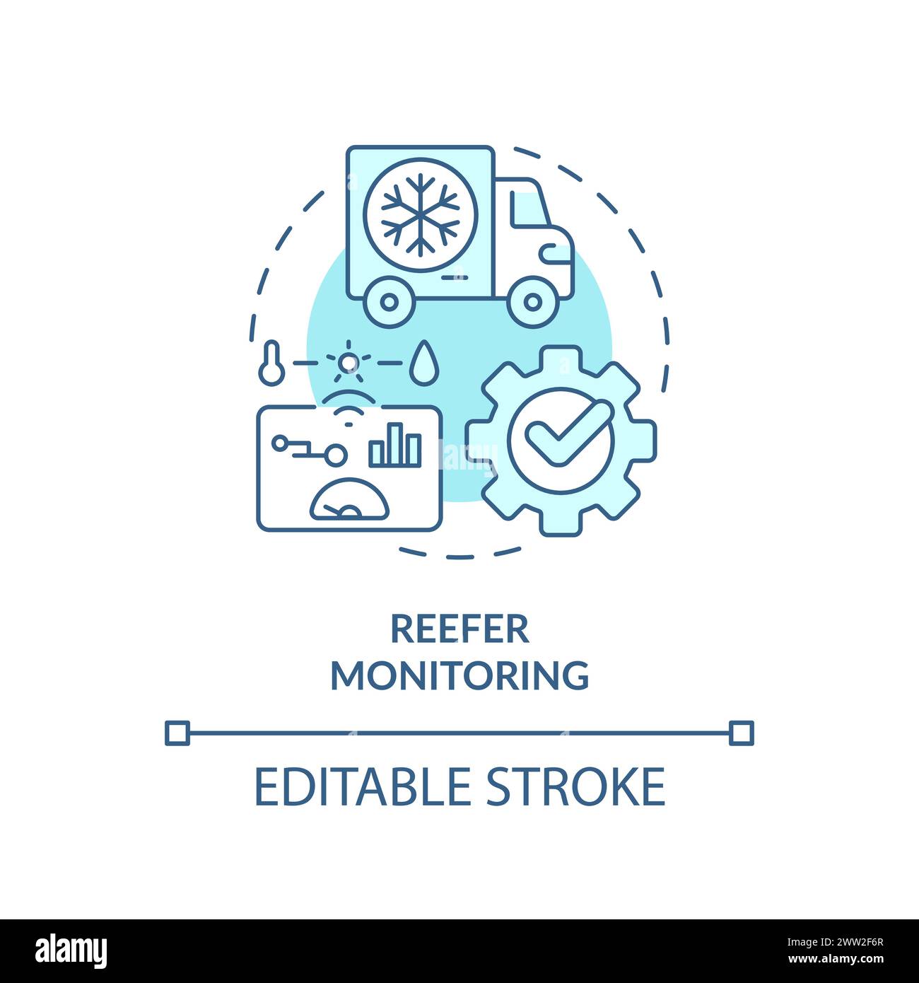 Reefer monitoring soft blue concept icon Stock Vector