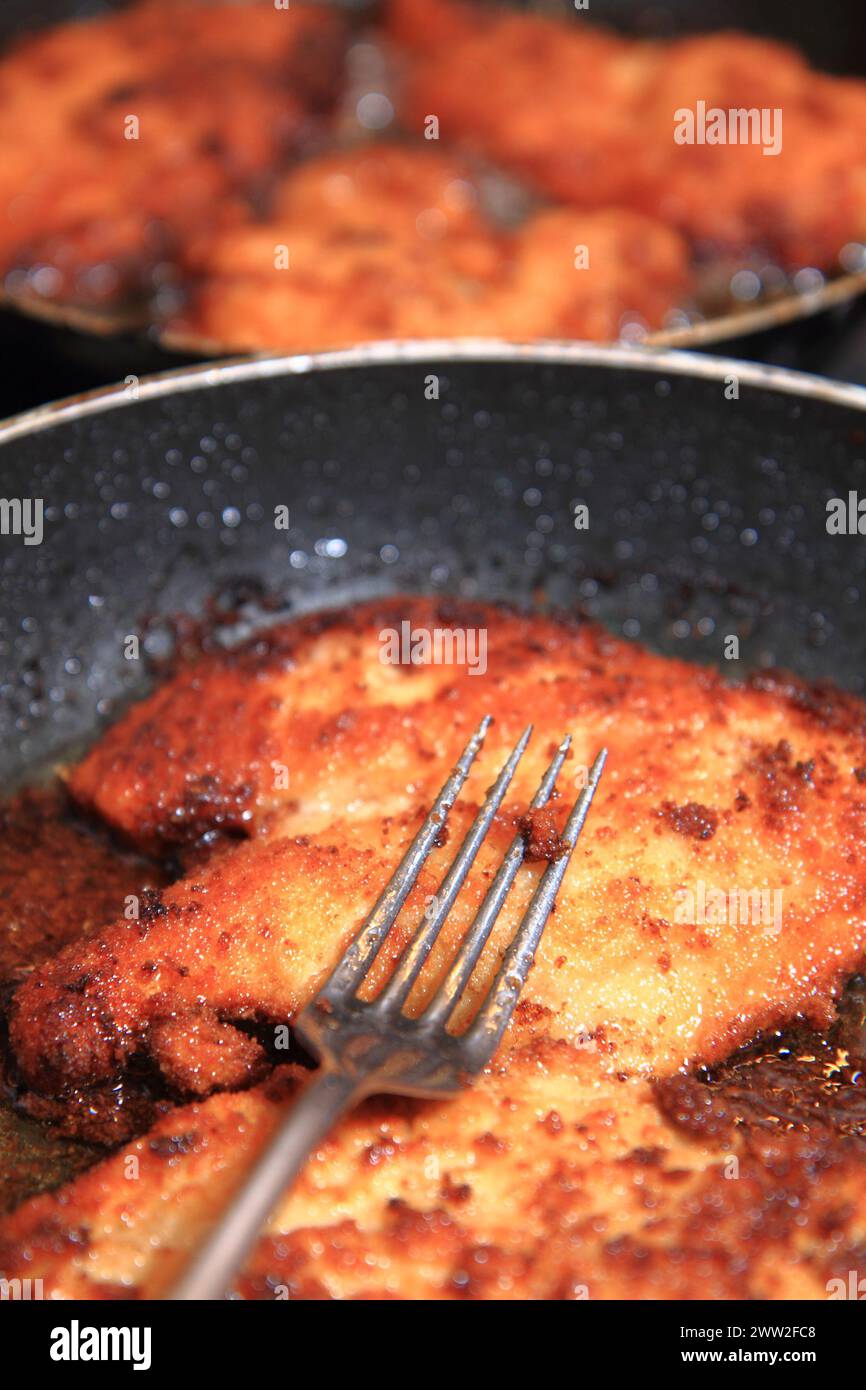 preparing czech schnitzel as very nice gourmet background Stock Photo ...