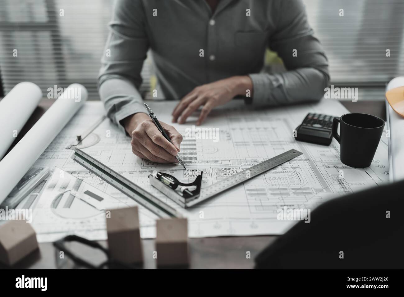 Engineering working with drawings inspection and Calculator, triangle ...