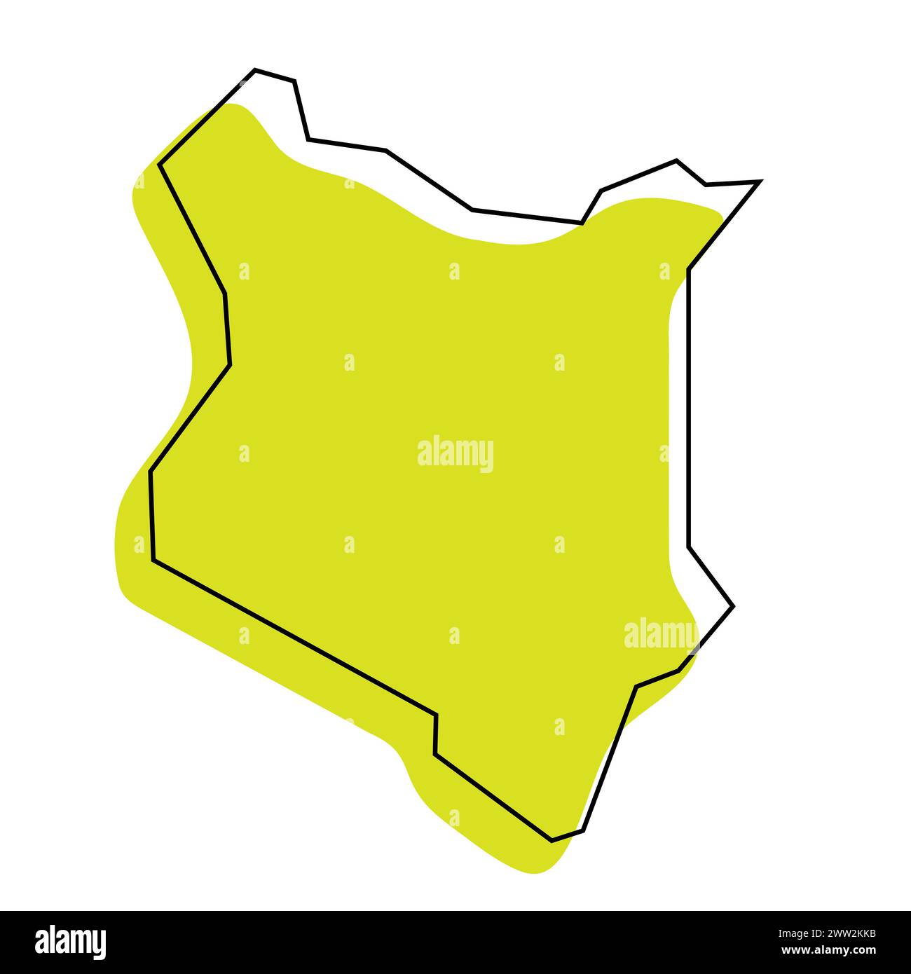 Kenya country simplified map. Green silhouette with thin black contour ...