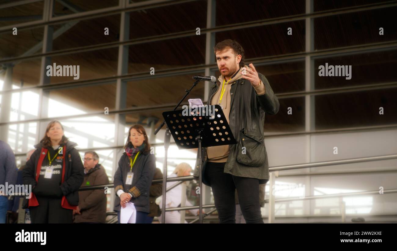 The Welsh farmers demonstrate at Senedd, Cardiff, Wales, 28th February 2024 Stock Photo