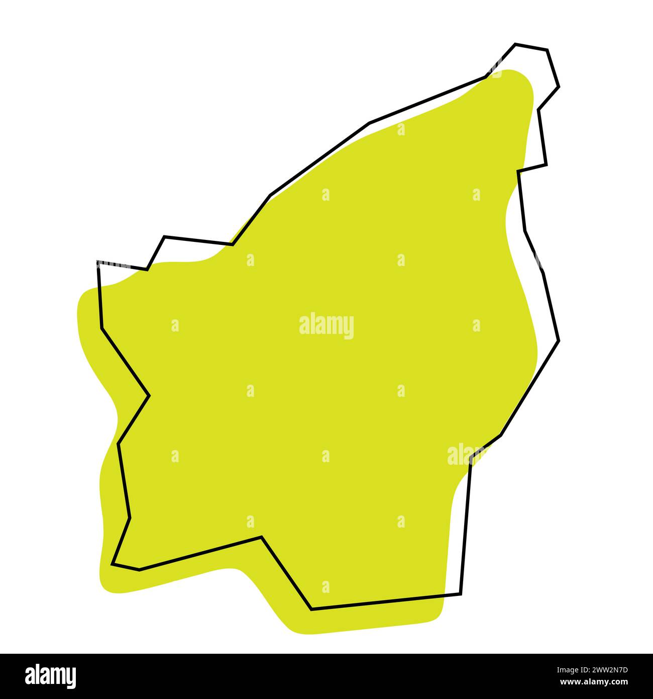San Marino country simplified map. Green silhouette with thin black ...