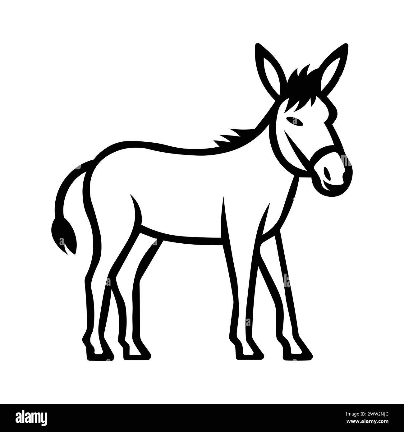 black vector donkey icon on white background Stock Vector