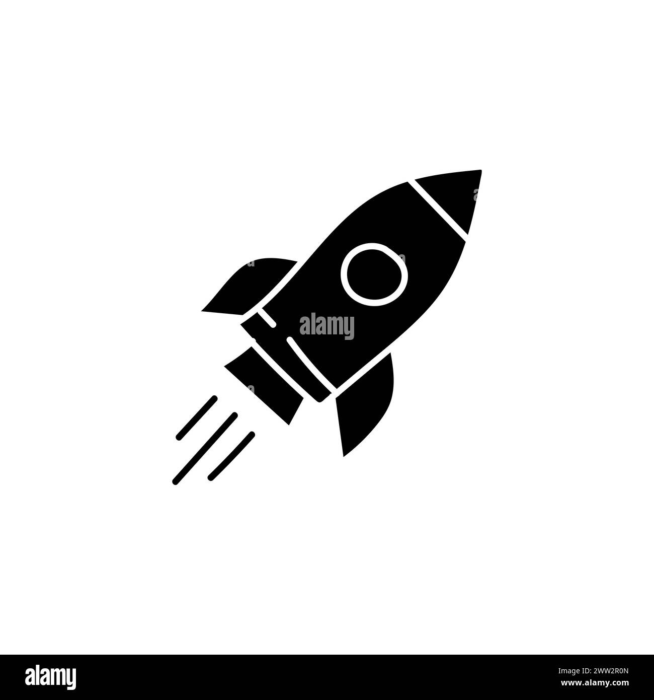Hand Drawn flat icon for rocket Stock Vector