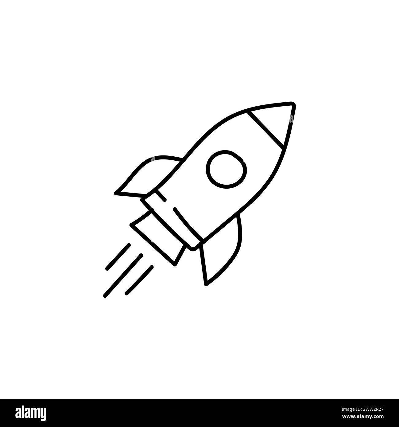 Hand Drawn flat icon for rocket Stock Vector