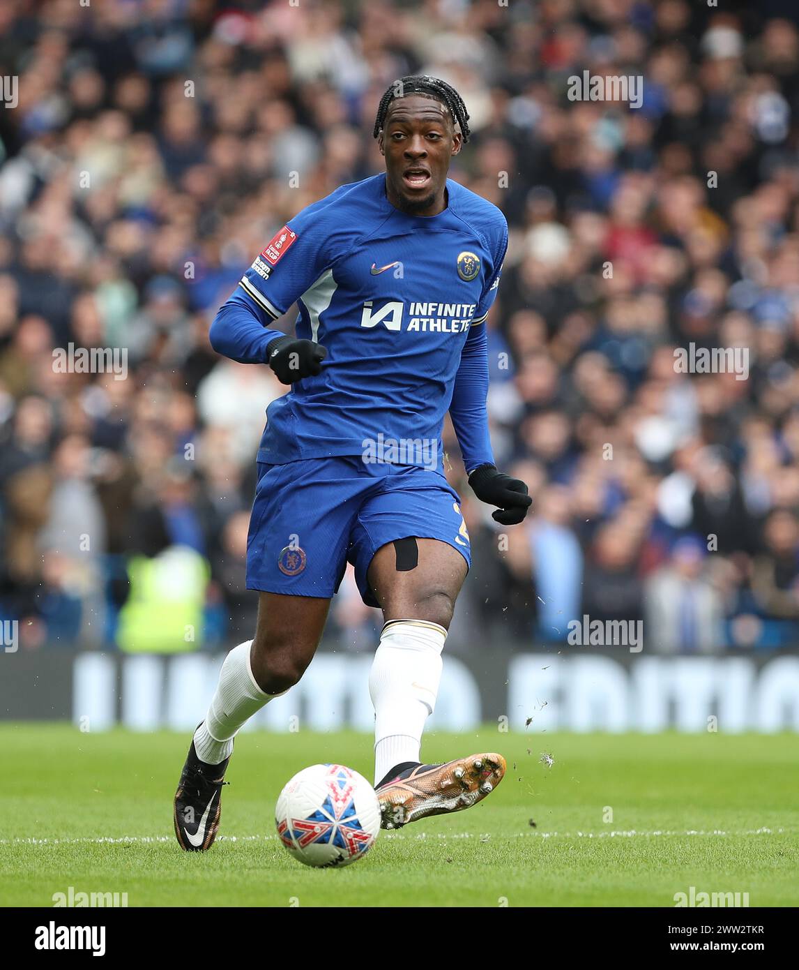 Axel Disasi of Chelsea. - Chelsea v Leicester City, Emirates FA Cup, Quarter Final, 6th Round, Stamford Bridge Stadium, London, UK - 17th March 2024. Editorial Use Only - DataCo restrictions apply. Stock Photo