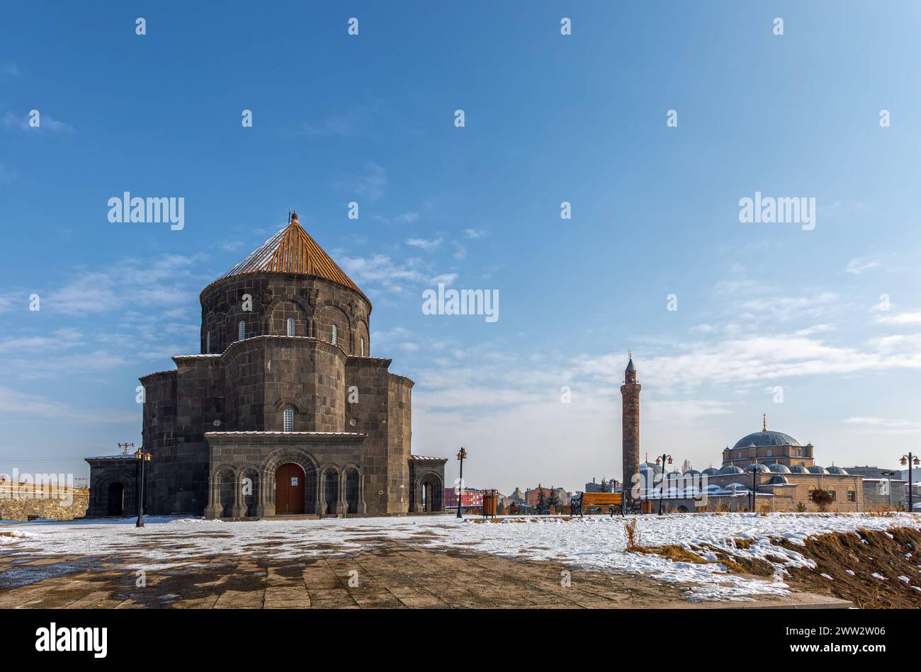 Historical Holy Apostles Church was built 10th century and also known as 12 apostles church and Kumbet Mosque in Kars, Eastern Anatolia Region Turkey. Stock Photo