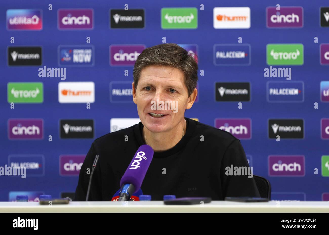 Oliver Glasner Manager of Crystal Palace after match press conference. - Crystal Palace v Luton Town, Premier League, Selhurst Park Stadium, Croydon, UK - 9th March 2024. Editorial Use Only - DataCo restrictions apply. Stock Photo