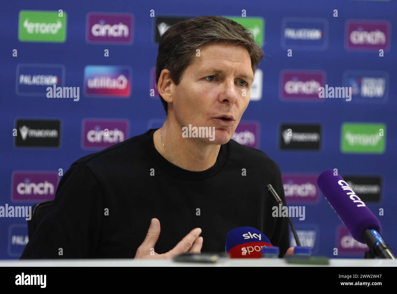 Oliver Glasner Manager of Crystal Palace after match press conference. - Crystal Palace v Luton Town, Premier League, Selhurst Park Stadium, Croydon, UK - 9th March 2024. Editorial Use Only - DataCo restrictions apply. Stock Photo