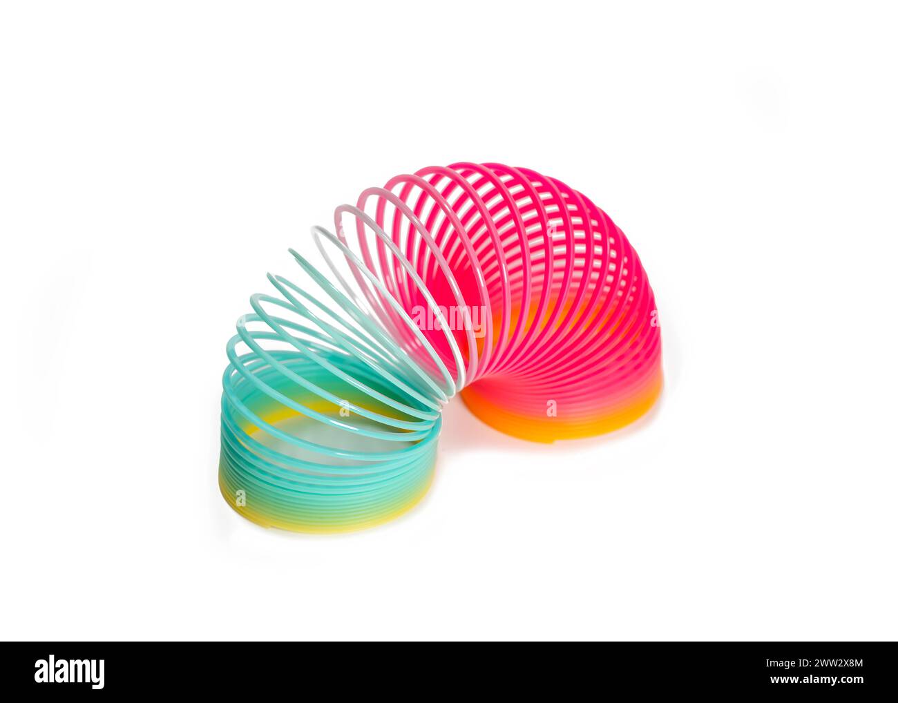 Slinky (Stress Spring Toy), Isolated On White Background Stock Photo