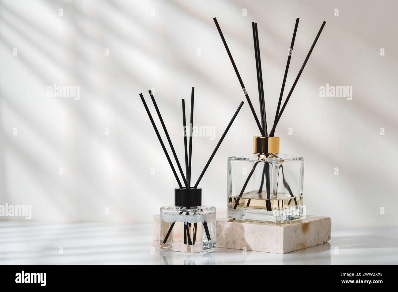 Elegant Aroma Diffusers on Marble Base in a Serene Indoor Setting Stock ...