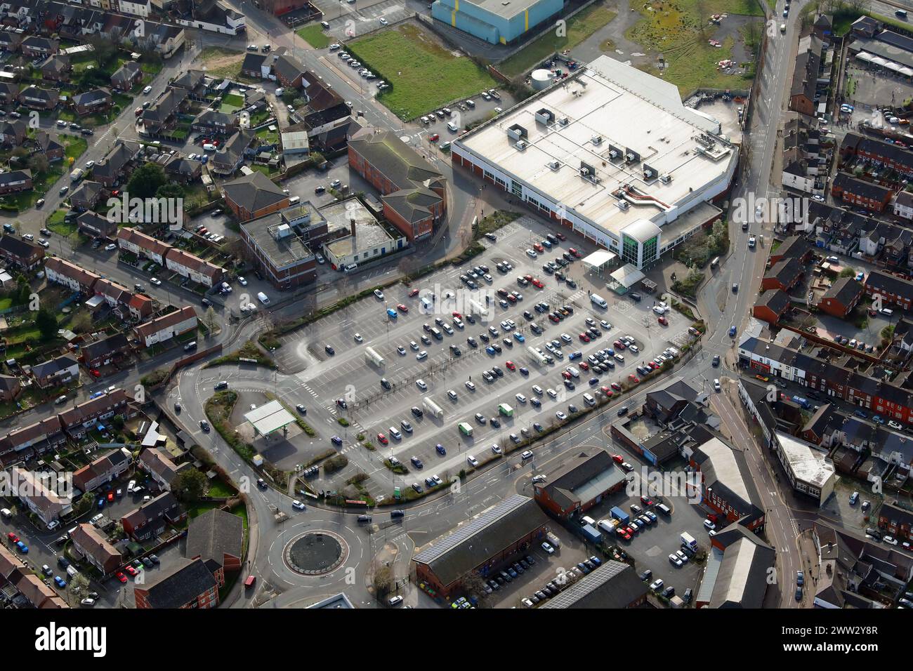 aerial view of Asda Widnes superstore, Cheshire Stock Photo