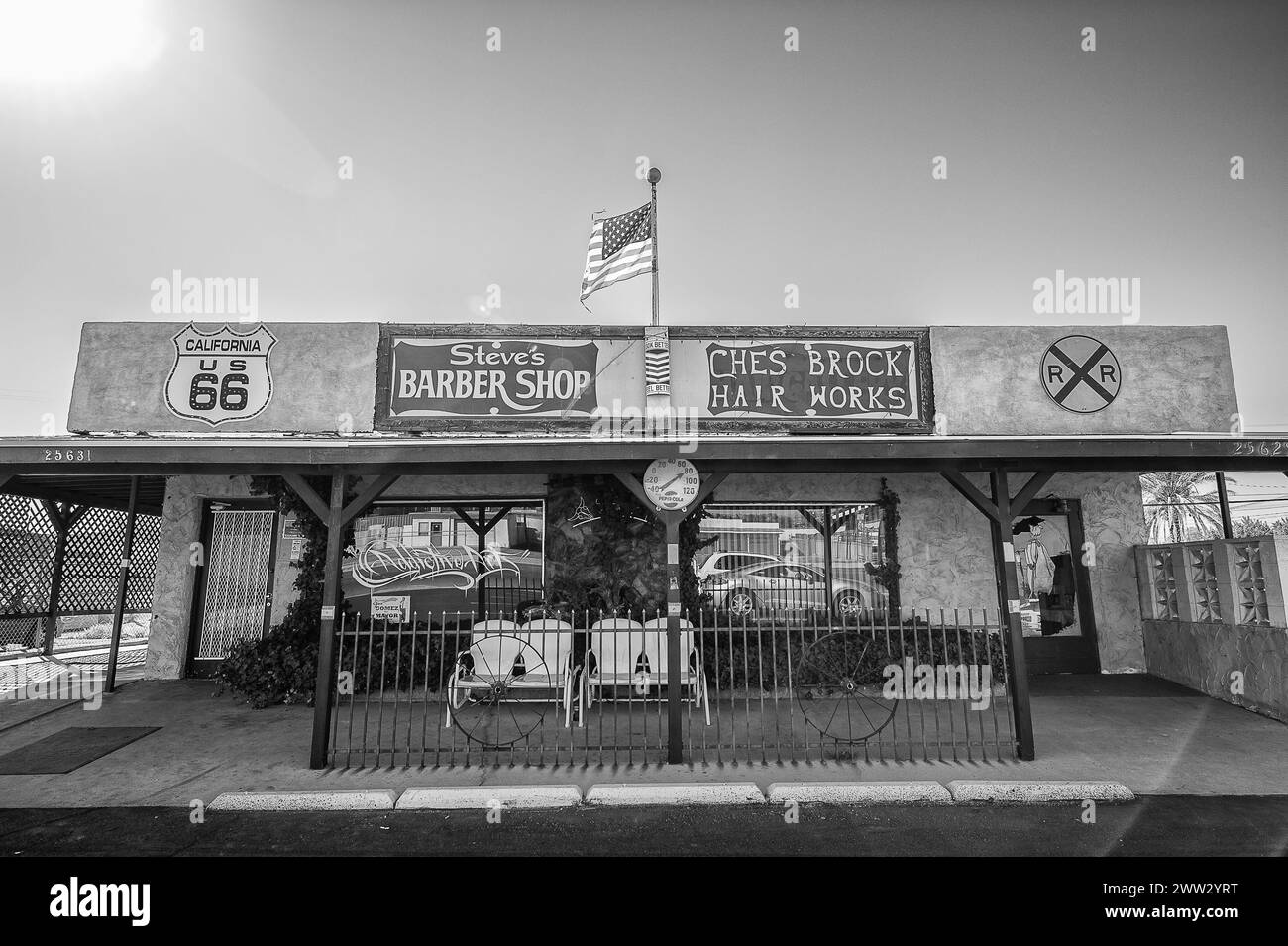 Flag of historic route 66 Black and White Stock Photos & Images - Alamy