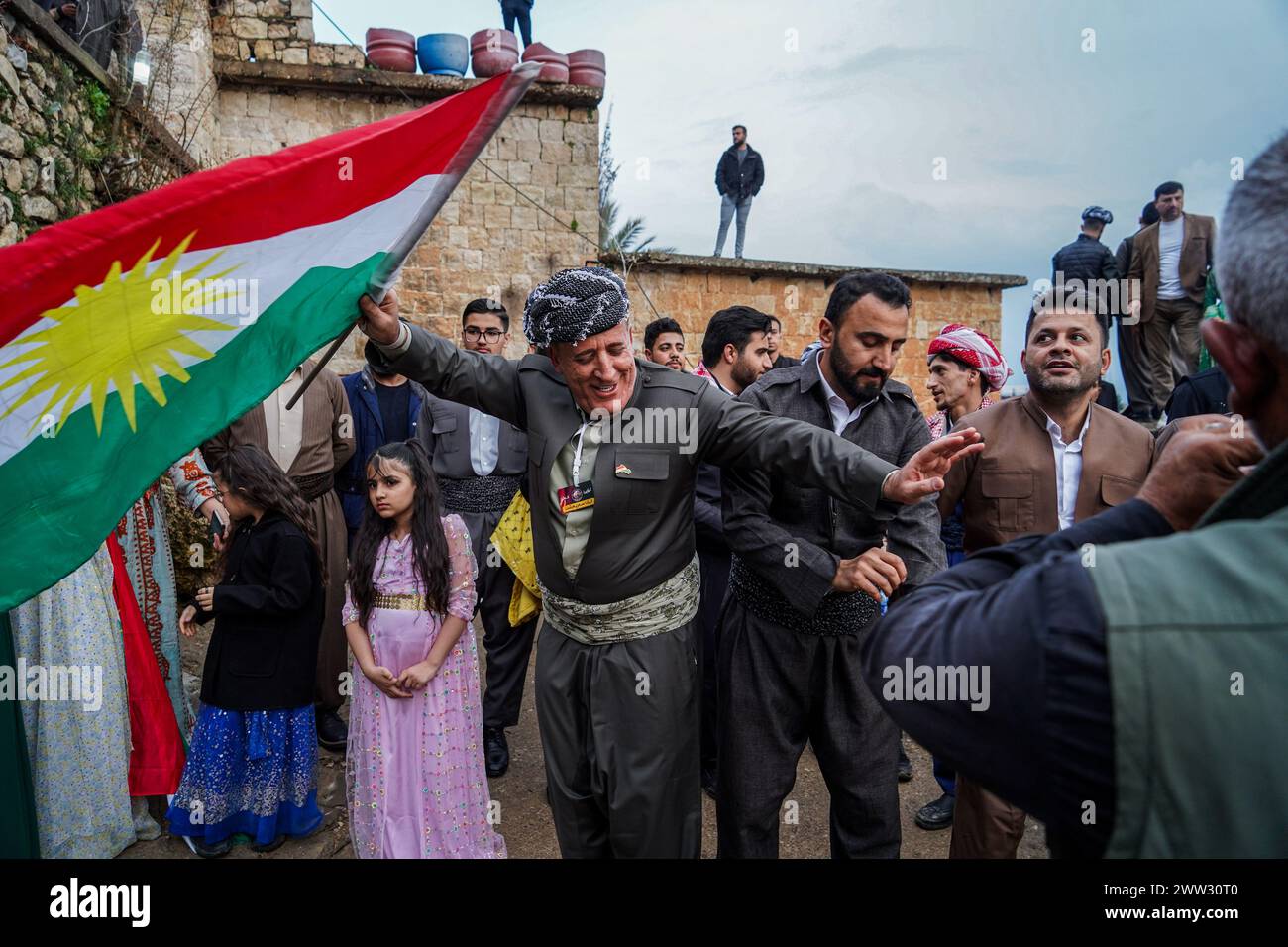 Akre, Iraq. 20th Mar, 2024. Iraqi Kurds dance as they celebrate Nowruz ...