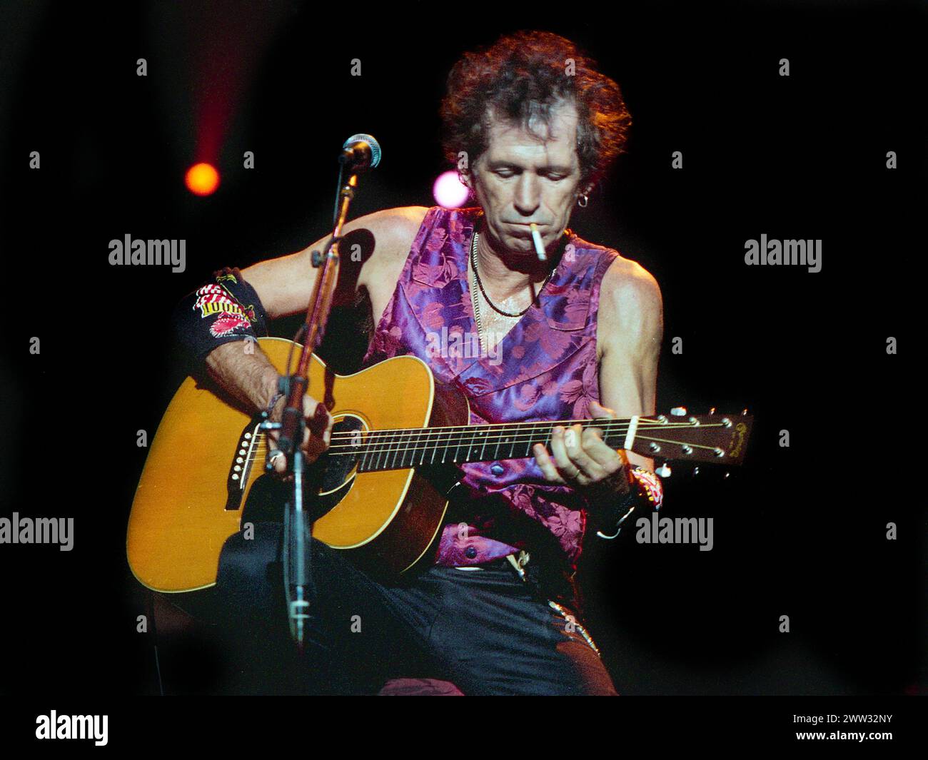 Keith Richards of The Rolling Stones at the Brixton Academy,London,UK July 1995 Stock Photo