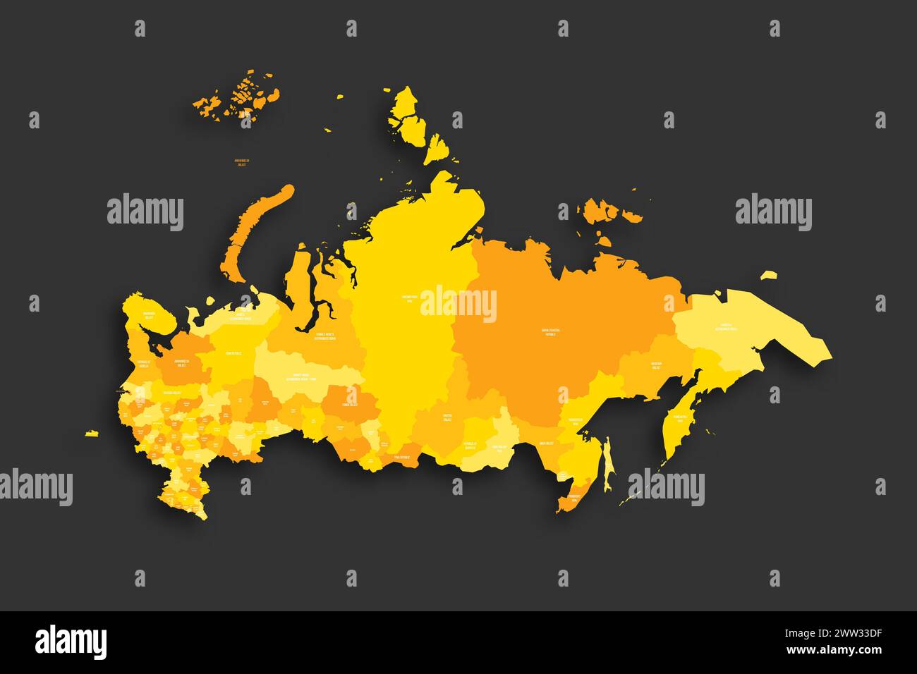 Russia political map of administrative divisions - oblasts, republics ...