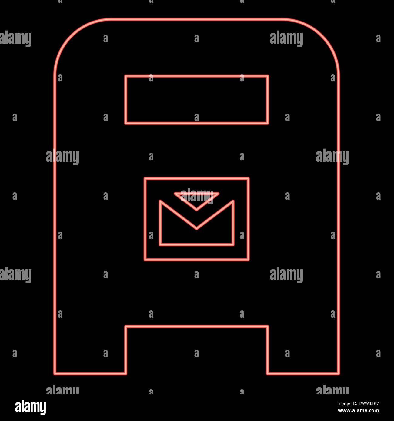 Neon post box mail postal letterbox mailbox red color vector