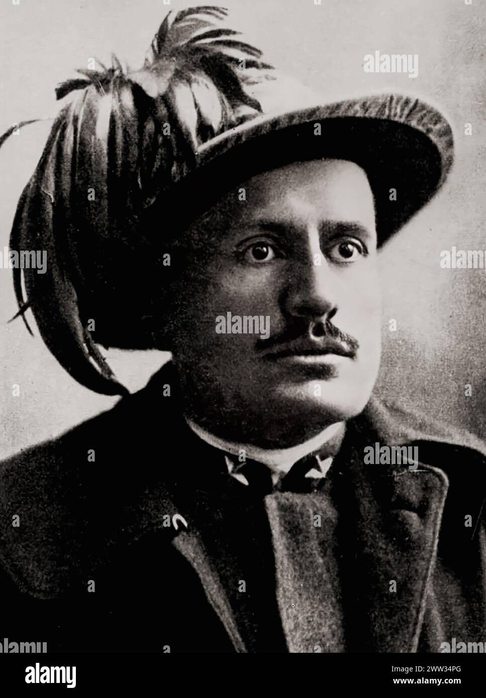 Early portrait of Benito Mussolini, as a bersagliere Stock Photo
