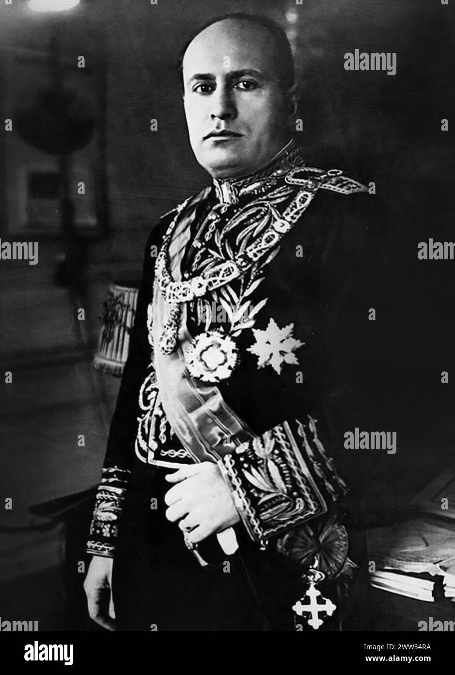 Italian dictactor Benito Mussolini (1883 - 1945) in ministerial garb Stock Photo