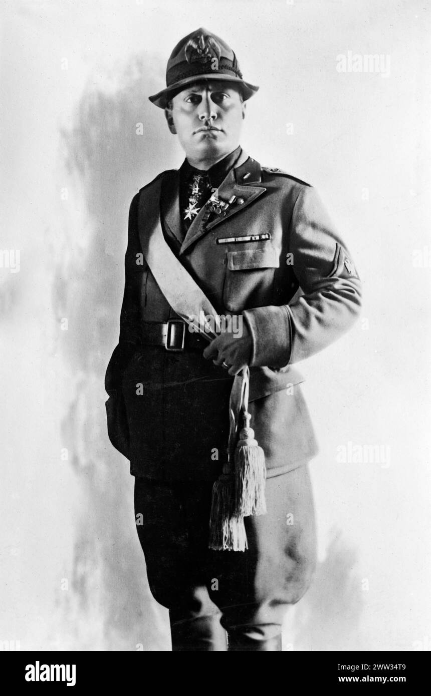 Portrait of Benito Mussolini in uniform - Photo by Bain News Service - date unknown Stock Photo