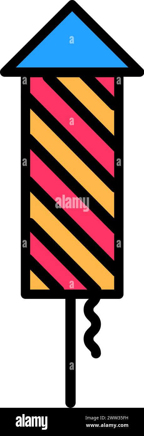 Rocket Party firecracker fireworks with wick, birthday symbol. Simple ...