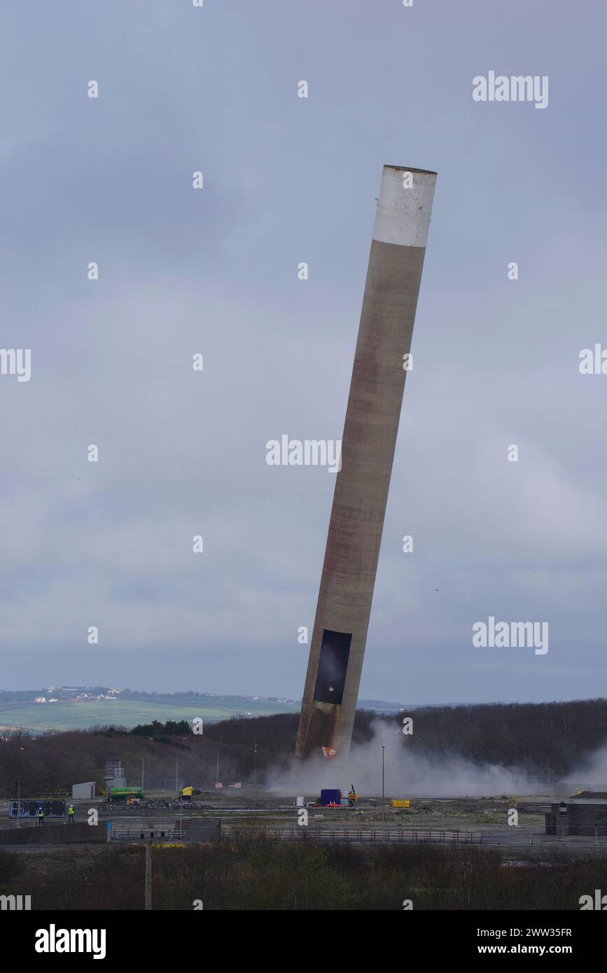 Demolition, Anglesey Aluminium, Chimney, Holyhead, Anglesey, North