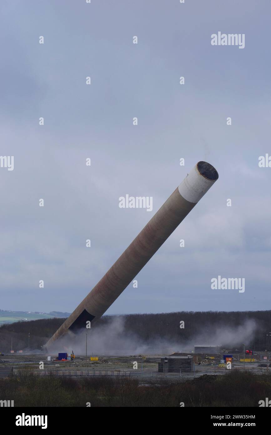 Demolition, Anglesey Aluminium, Chimney, Holyhead, Anglesey, North
