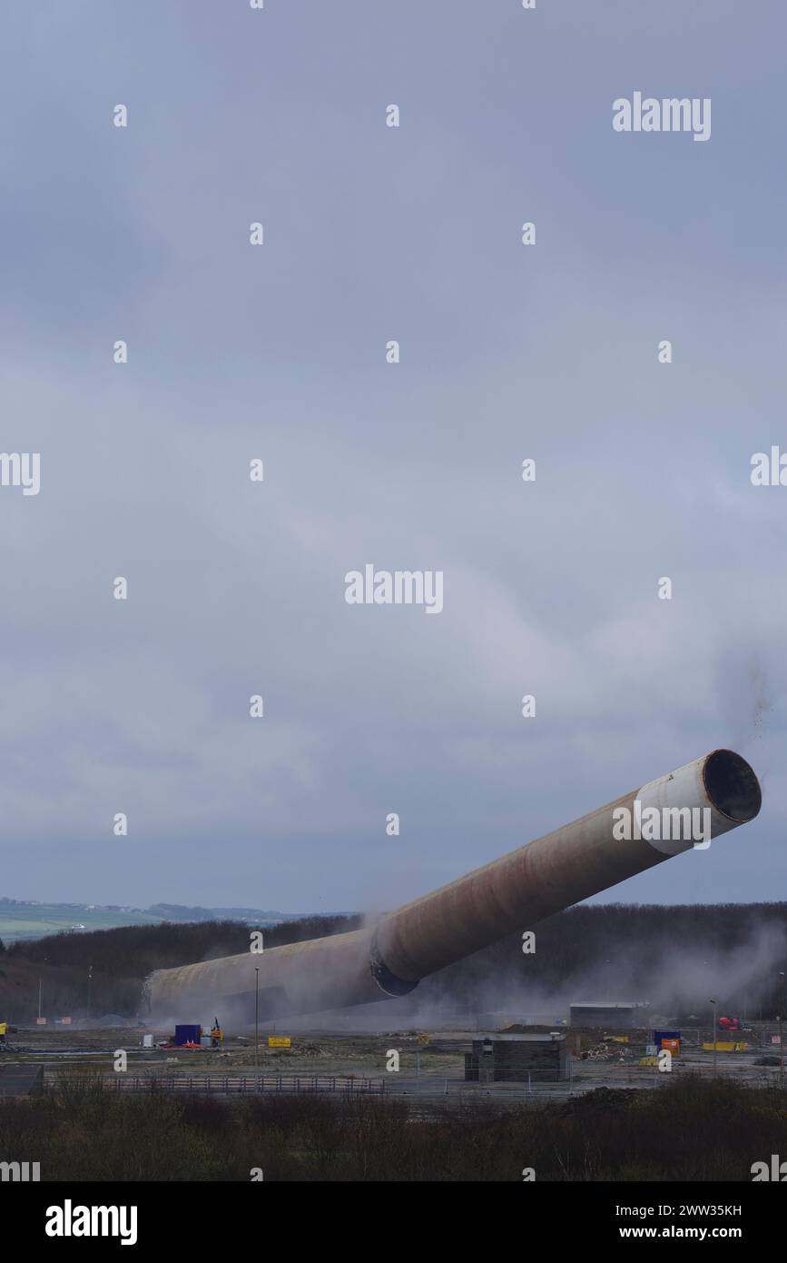 Demolition, Anglesey Aluminium, Chimney, Holyhead, Anglesey, North