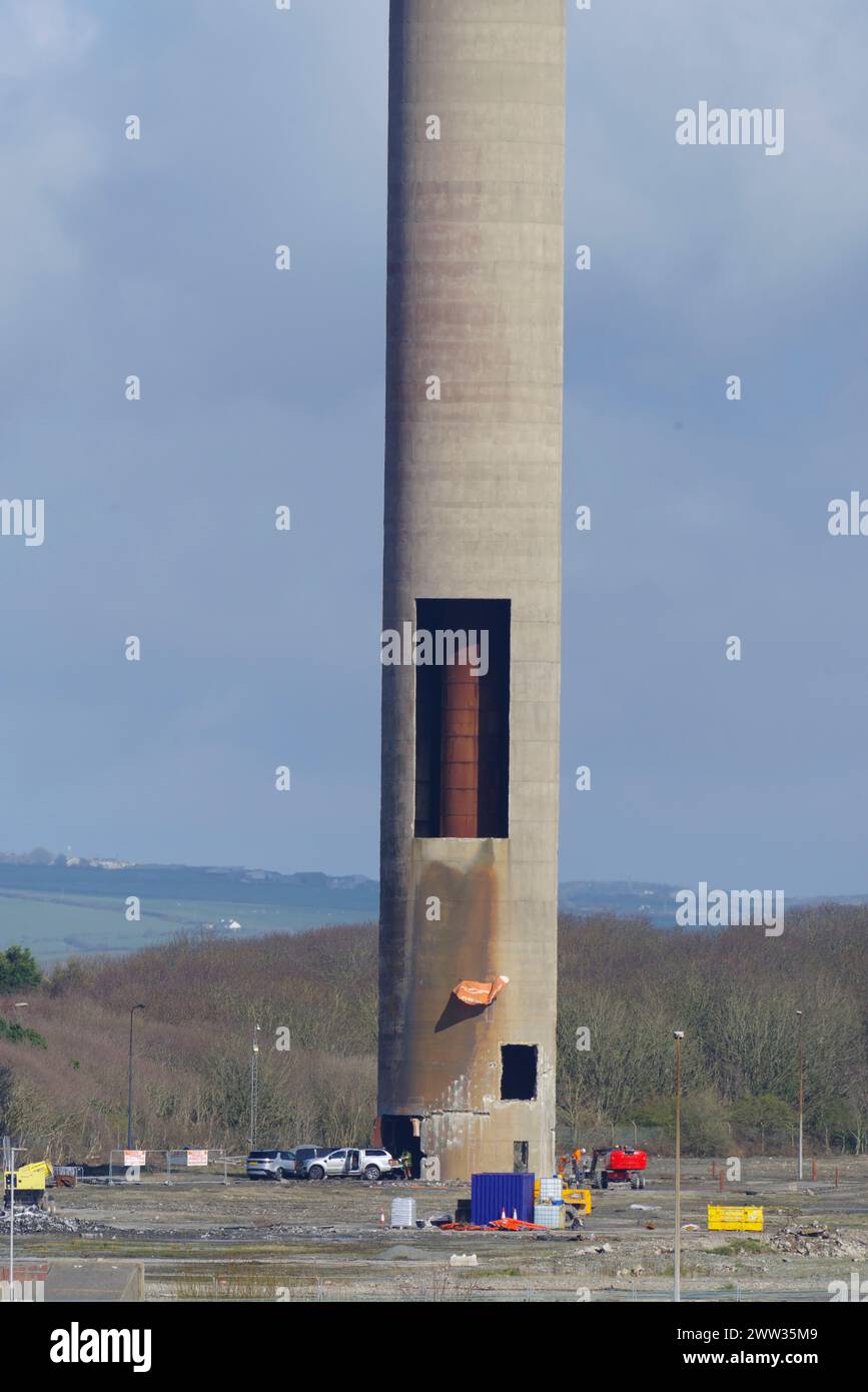 Demolition, Anglesey Aluminium, Chimney, Holyhead, Anglesey, North