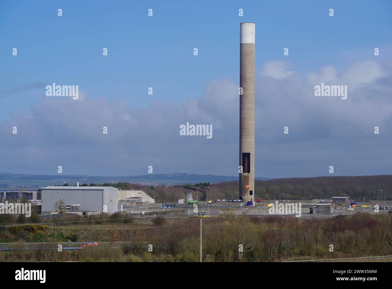 Demolition, Anglesey Aluminium, Chimney, Holyhead, Anglesey, North