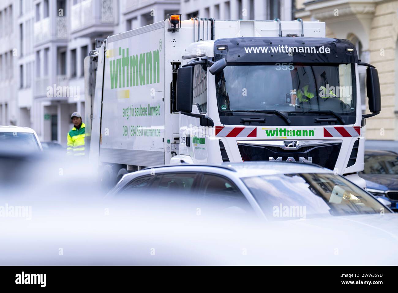 Munich, Germany. 21st Mar, 2024. A waste disposal vehicle from the
