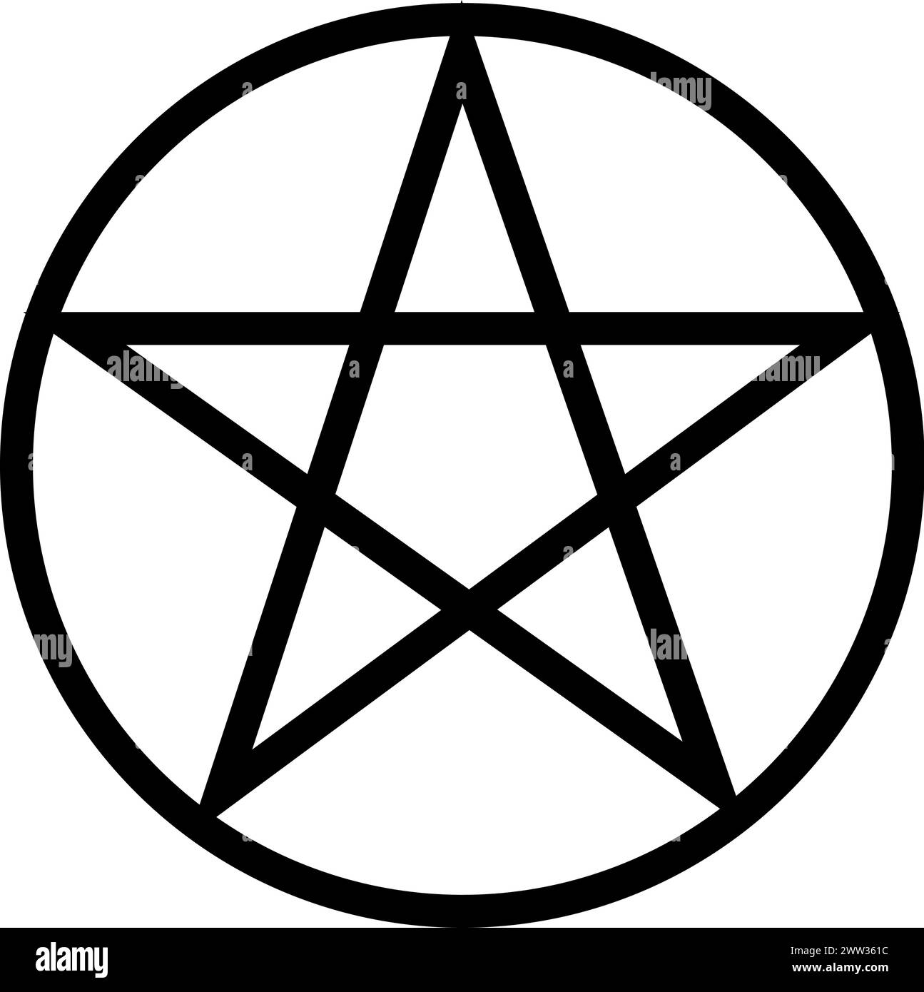 Star pentagram mystical religious symbol. Spiritual occult sign of traditional culture of worship and veneration. Simple black and white vector isolat Stock Vector