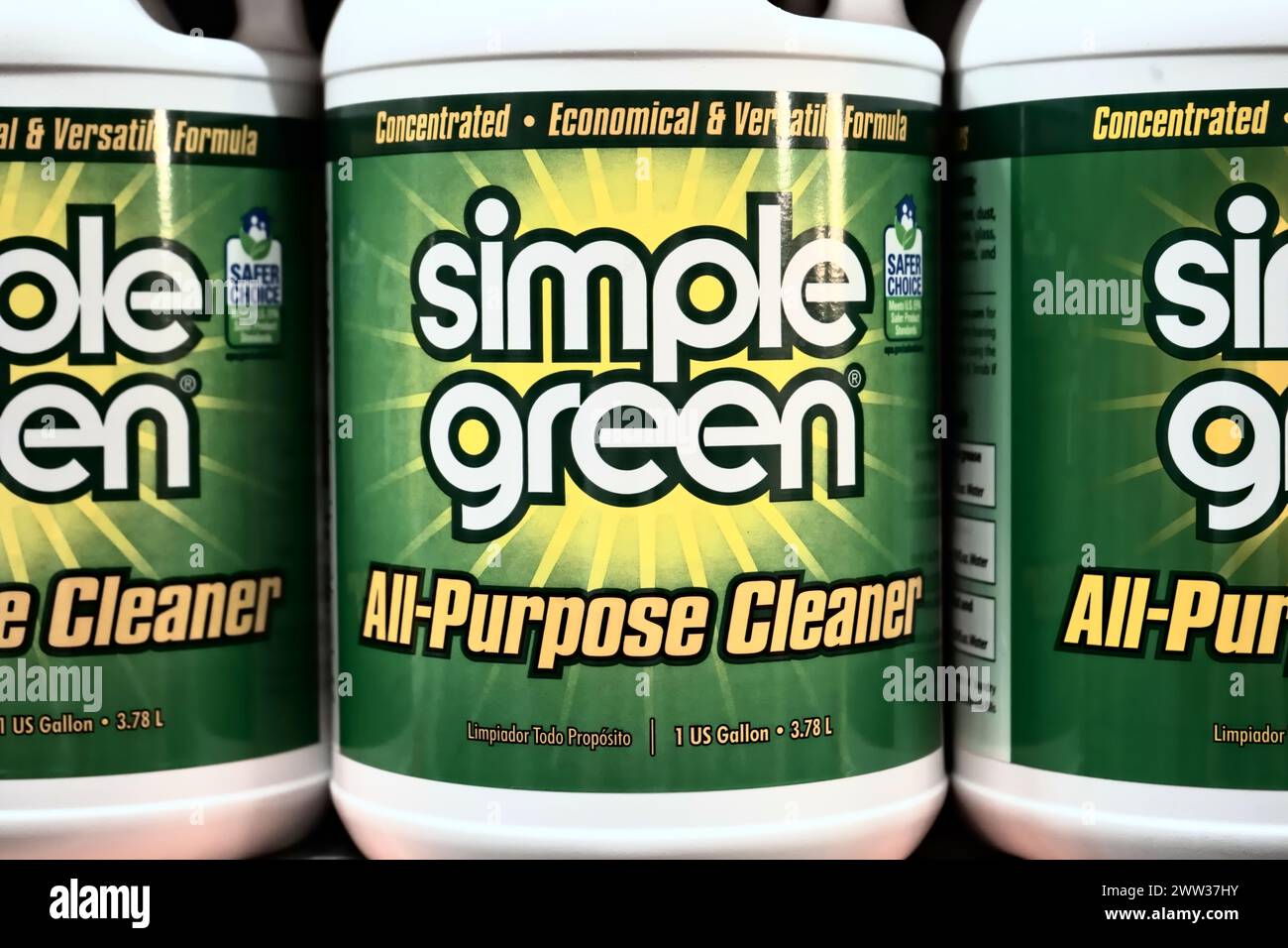 Honolulu, HI - December 15, 2023: Simple Green brand all-purpose cleaner by Sunshine Makers Inc. Ecofriendly alternative to harsher chemicals Stock Photo