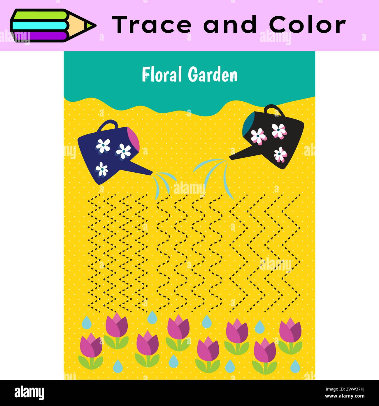 Pen tracing lines activity worksheet for children. Pencil control for