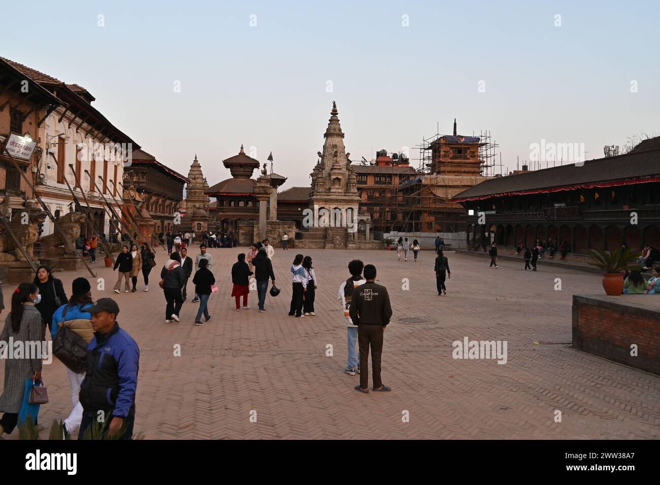 View of the buildings and temples in Durbar square in Bhaktapur, Nepal ...