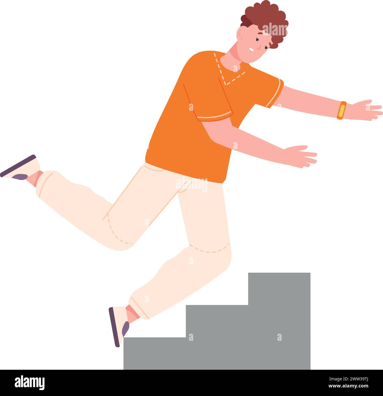 Stumbling Down Man stumbling on stairs. Staircase accident. Falling person isolated on ...