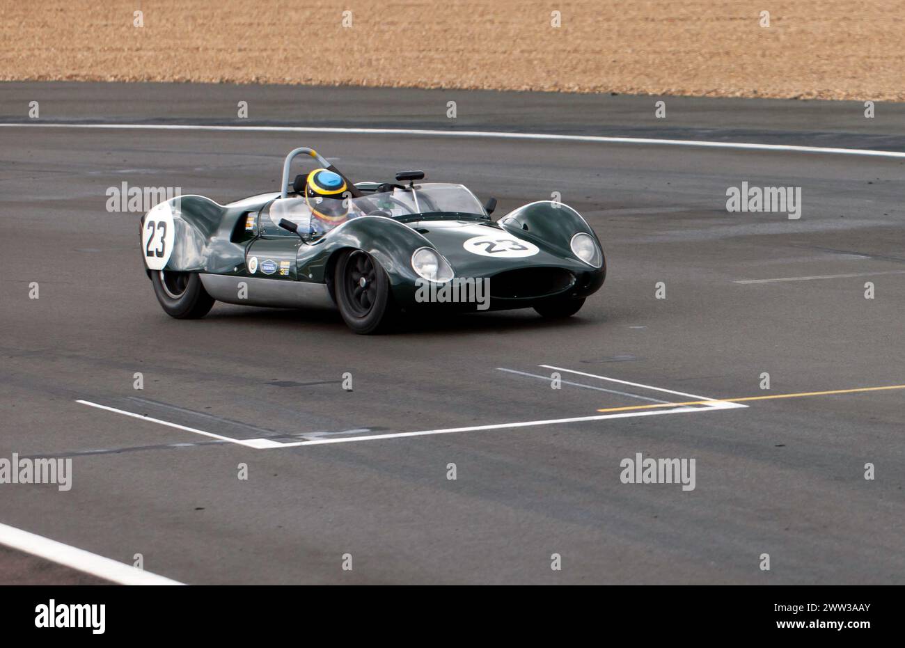 Andrew Guy and Dan Smith's Green, 1960, Cooper Monaco, during the Stirling Moss Trophy, at the 2023 Silverstone Festival Stock Photo