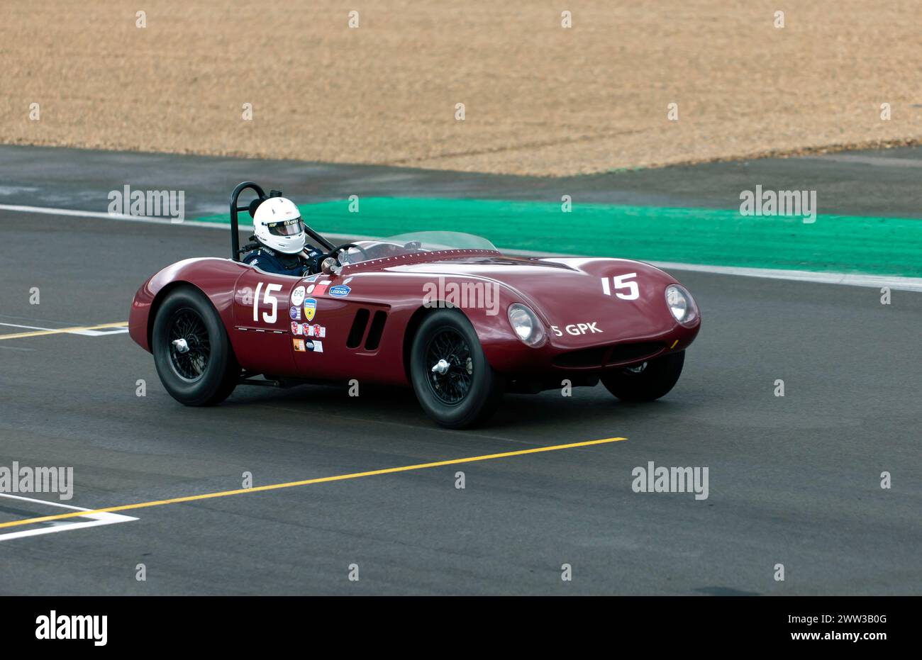 John Burton and Nick Finburgh's Red, 1958, Jaguar Alton, during the Stirling Moss Trophy, at the 2023 Silverstone Classic Stock Photo