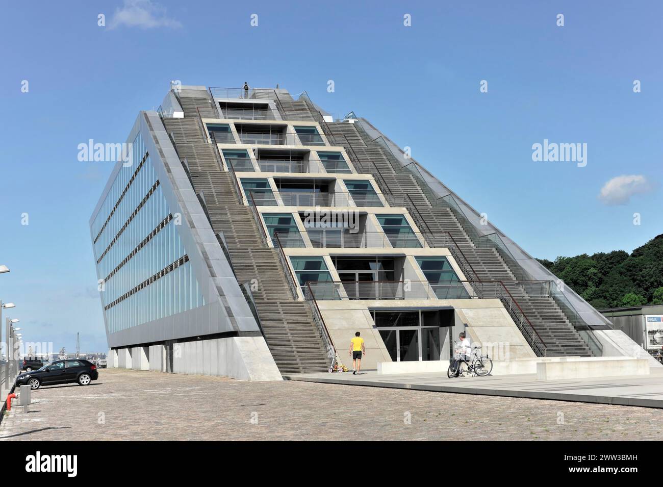 A modern office building with a unique, quirky design, Hamburg, Hanseatic City of Hamburg, Germany Stock Photo