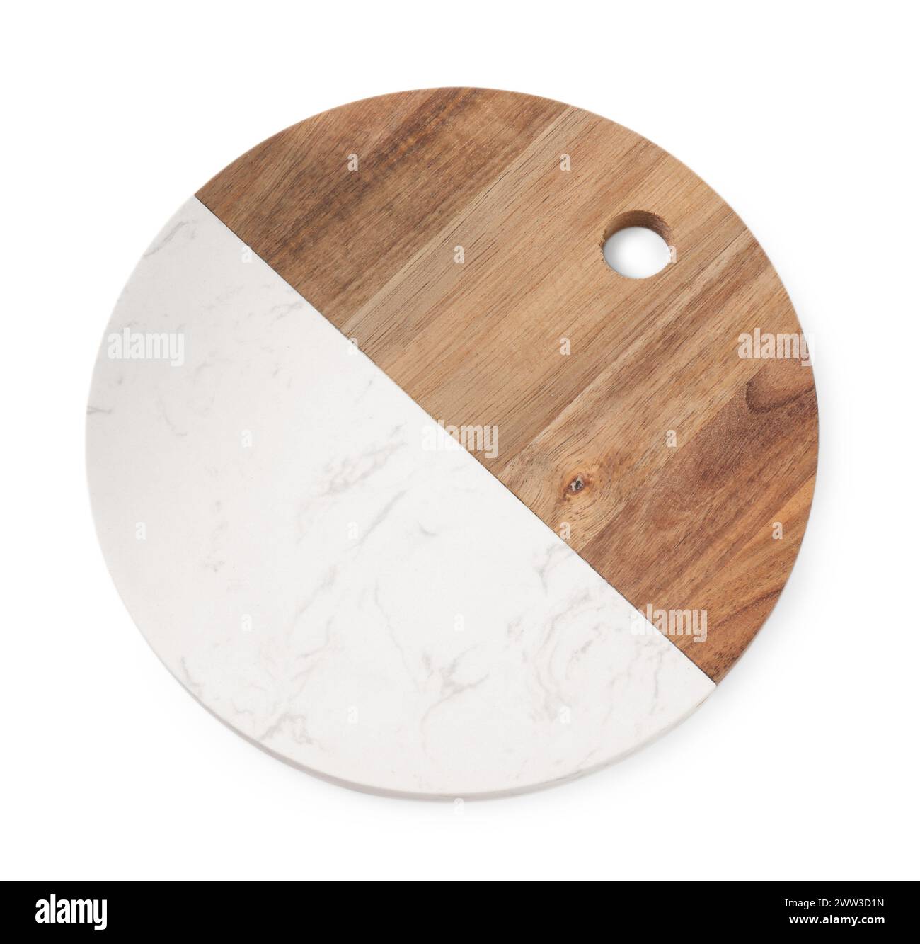 One cutting board on white background, top view Stock Photo