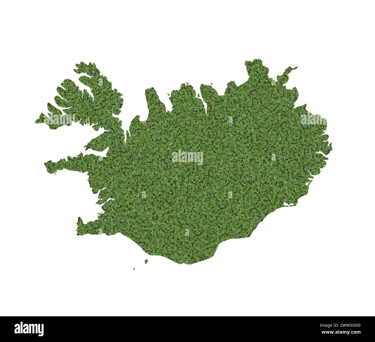 Outline of the map of Iceland as a green island Stock Photo