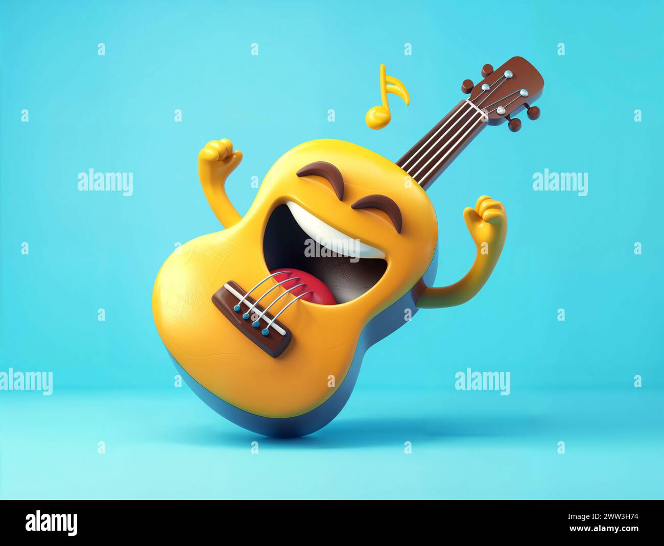 3d emoji guitar emoticon symbol icon on blue background Stock Photo - Alamy