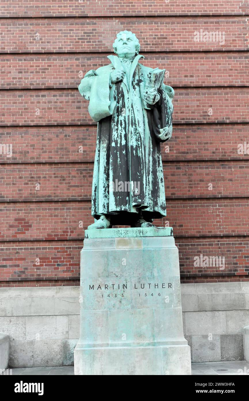 Monument to Martin Luther, the famous reformer, outdoors, Hamburg, Hanseatic City of Hamburg, Germany Stock Photo