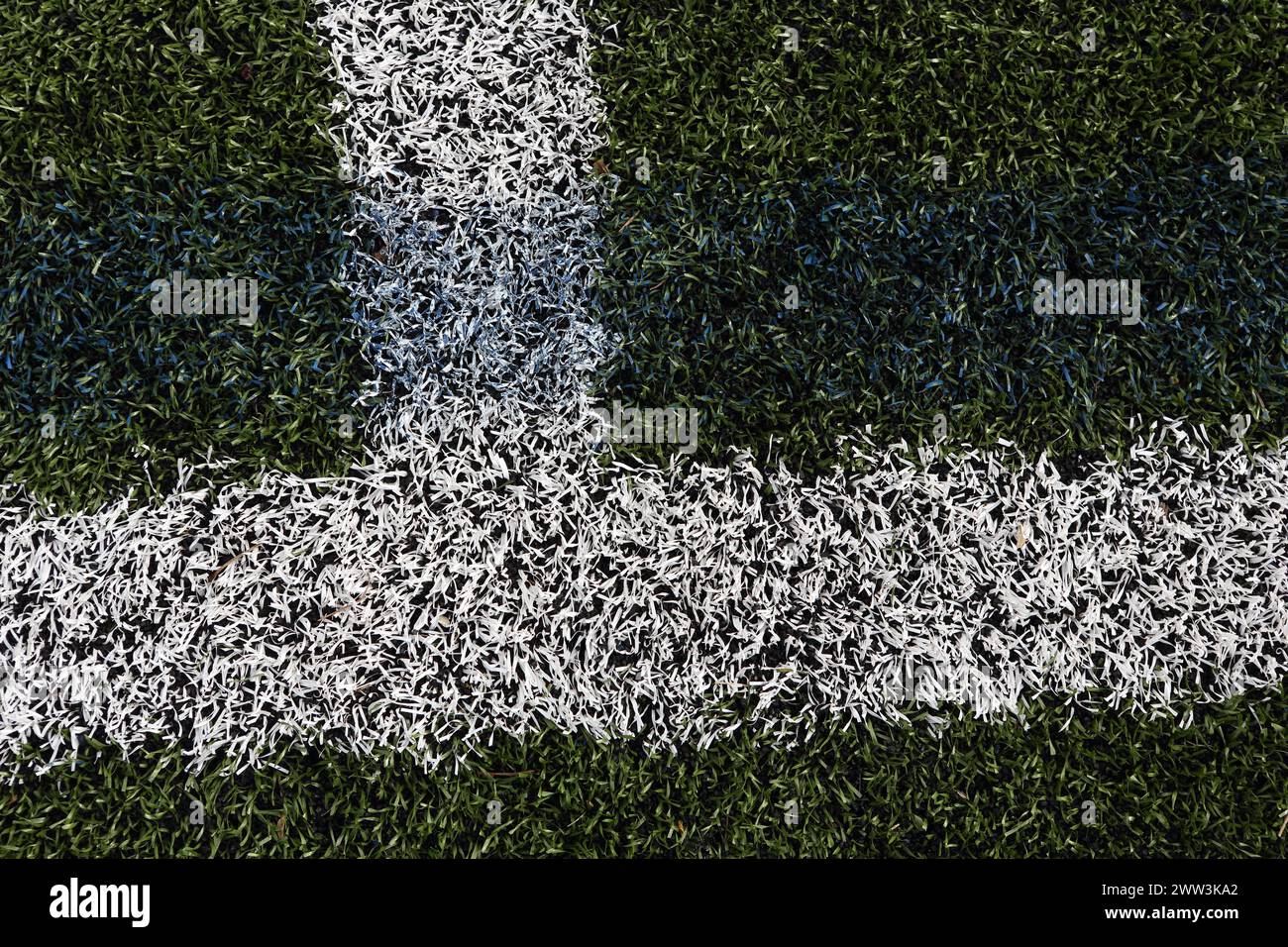 White line pitch markings on an artificial turf football pitch 4G ...