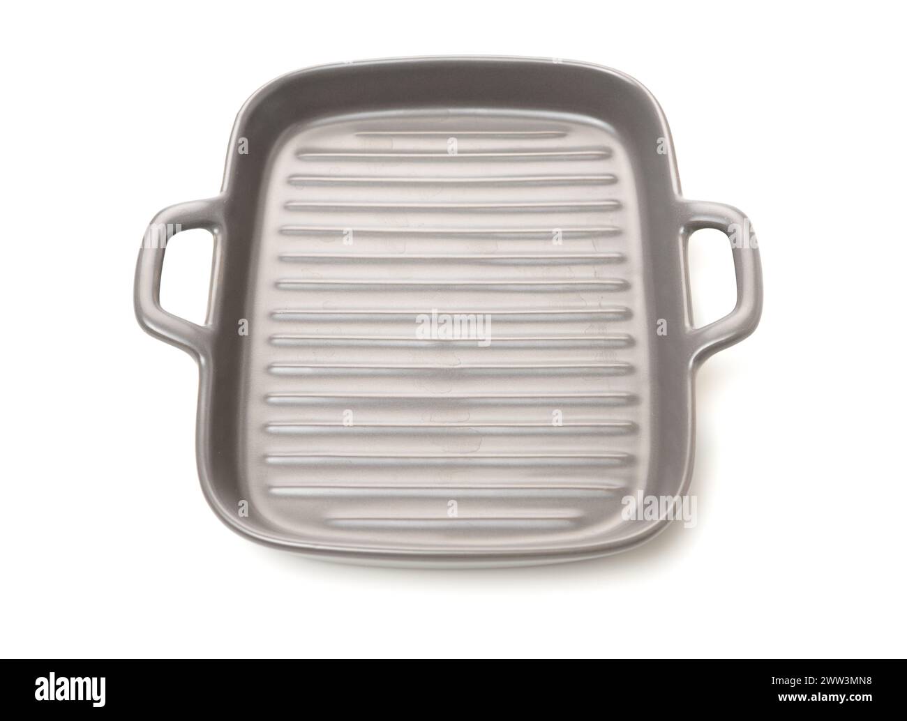 Classic ceramic casserole dish with handles on white background Stock Photo