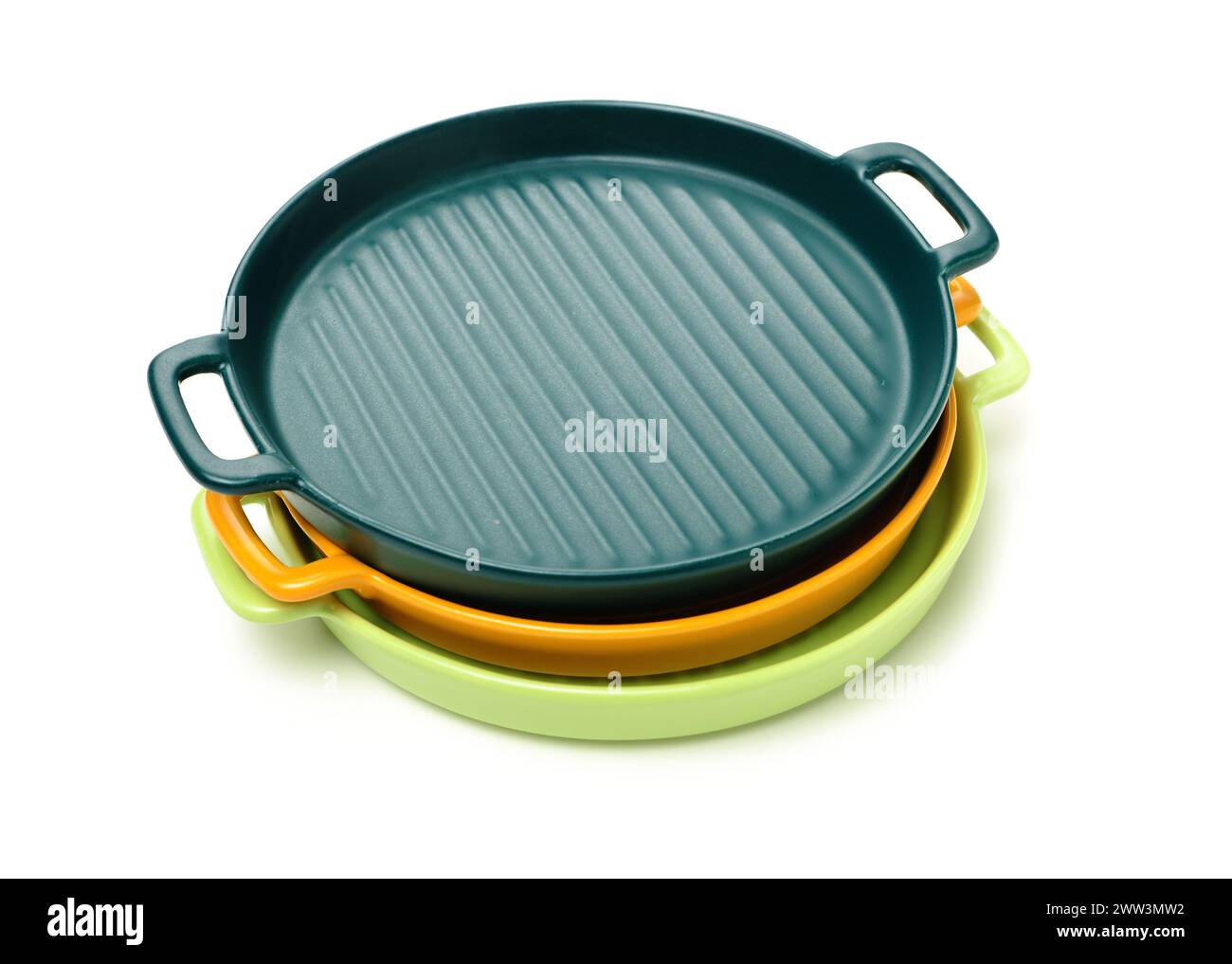 Classic ceramic casserole dish with handles on white background Stock Photo