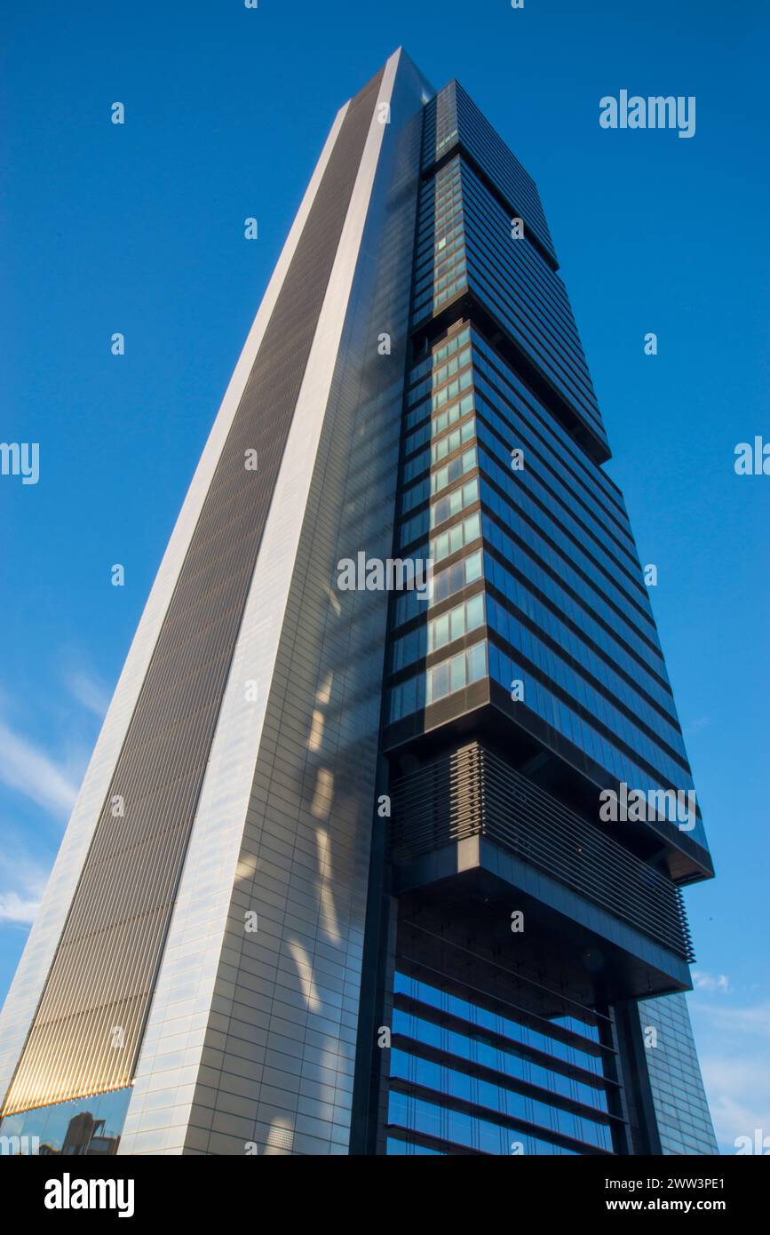 Repsol tower, view from below. CTBA, Madrid, Spain. Stock Photo