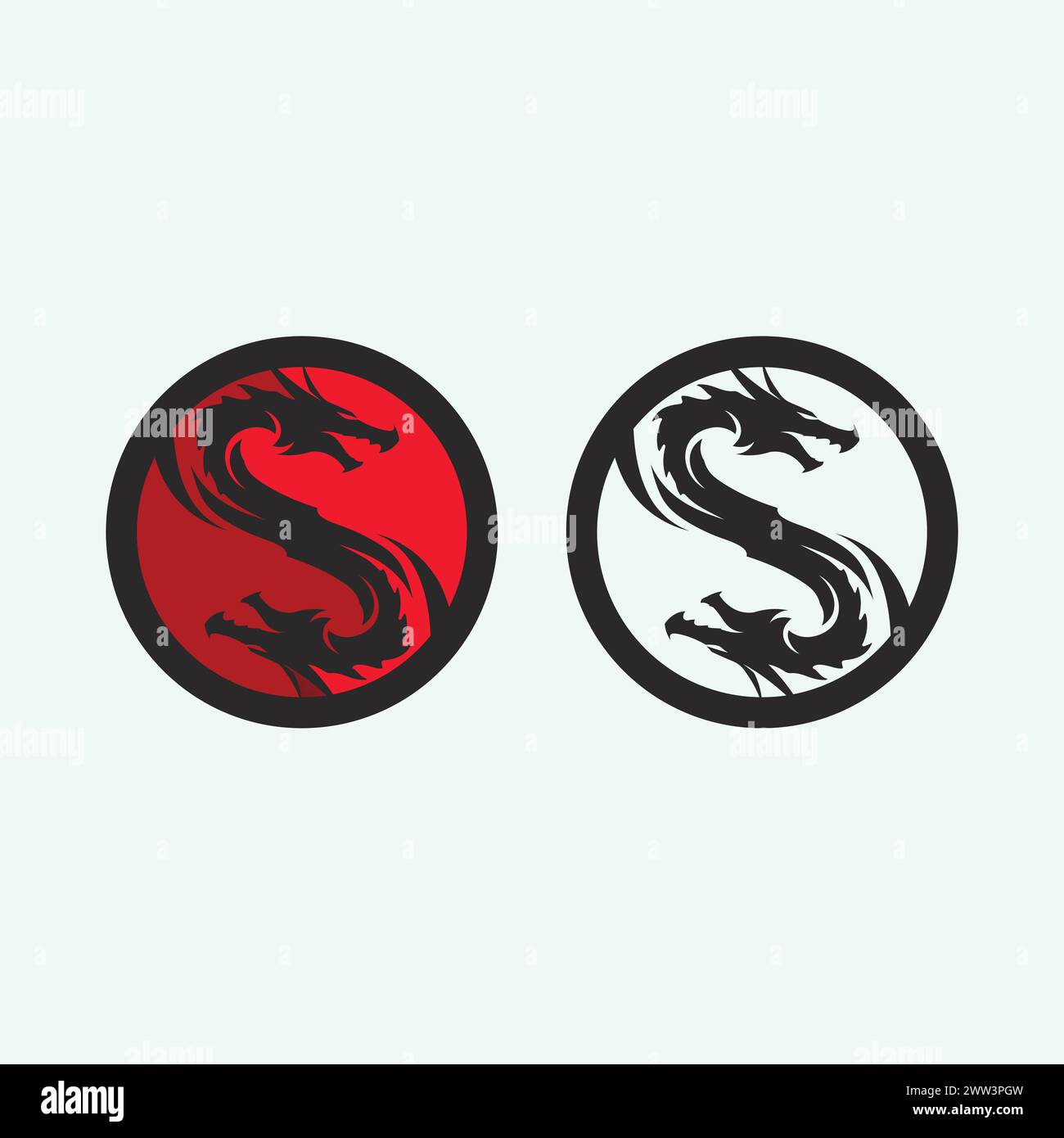 Dragon and snake  vector icon illustration design logo template Stock Vector
