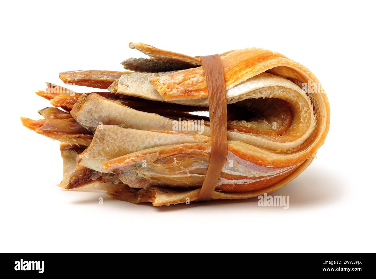 Dried Pollack on the white background Stock Photo