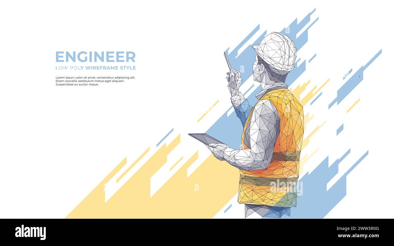 Isolated engineer in technology style on a white background Stock ...